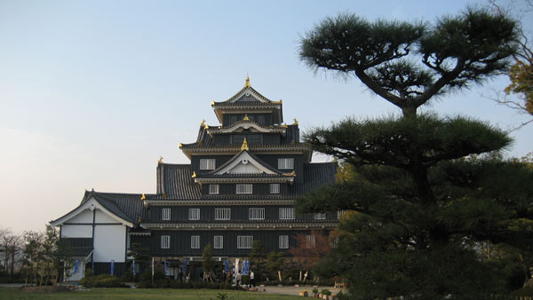 The black and gold Okayama Castle