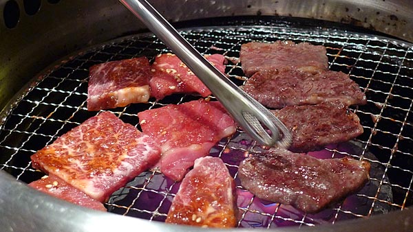 Yakiniku - beef grilling in process