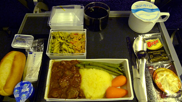 Singapore Airlines inflight western style meal.