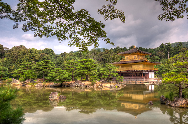 HDR photo of Kinkaku-ji in Kyoto during summer