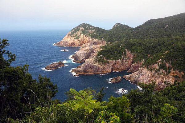 A view of the granite cliffs which dominate Cape Ashizuri.