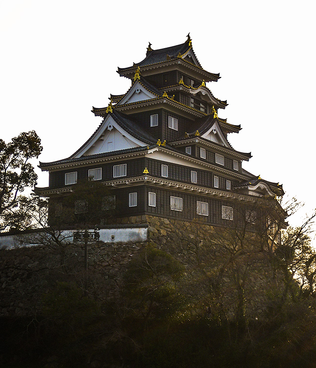 Okayama Castle at Sunset (a black castle in Japan)