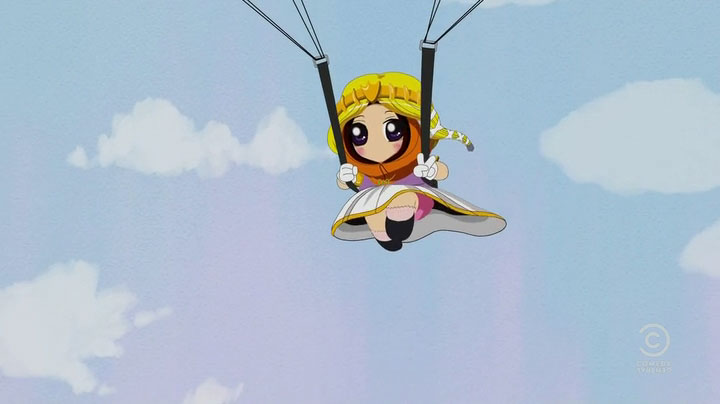 Anime Princess Kenny flies in with a parachute
