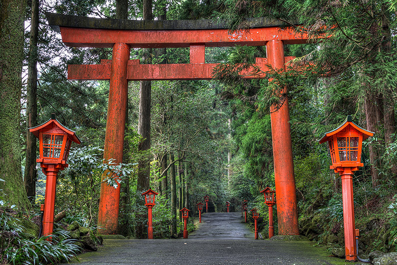 Hakone Shrine's East Torii (HDR Photo)