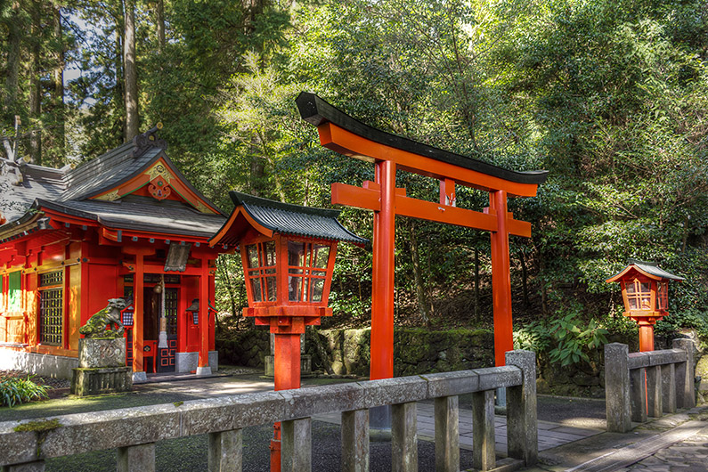 Shrine to the Soga Brothers, a sub-shrine opposite the archery at Hakone Shrine (HDR Photo)