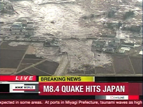 Japan tsunami news screen capture
