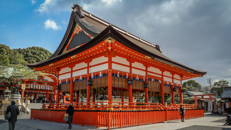 Kaguraden (Sacred Music Hall) at Fushimi Inari Taisha in Kyoto (HDR Photo)